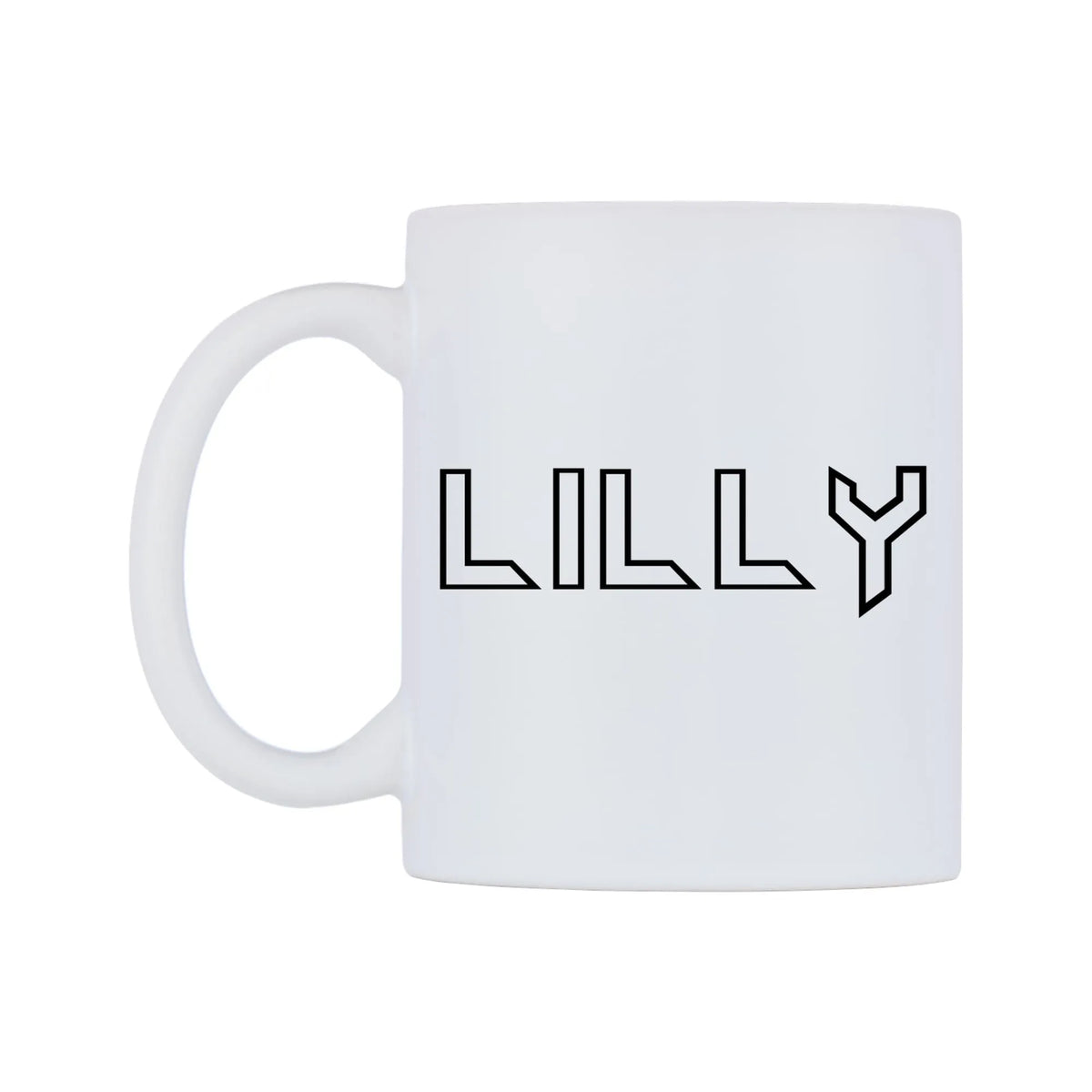Lilly - Iron Maiden Themed Mug — white 11oz gloss mug, right side, on a white background