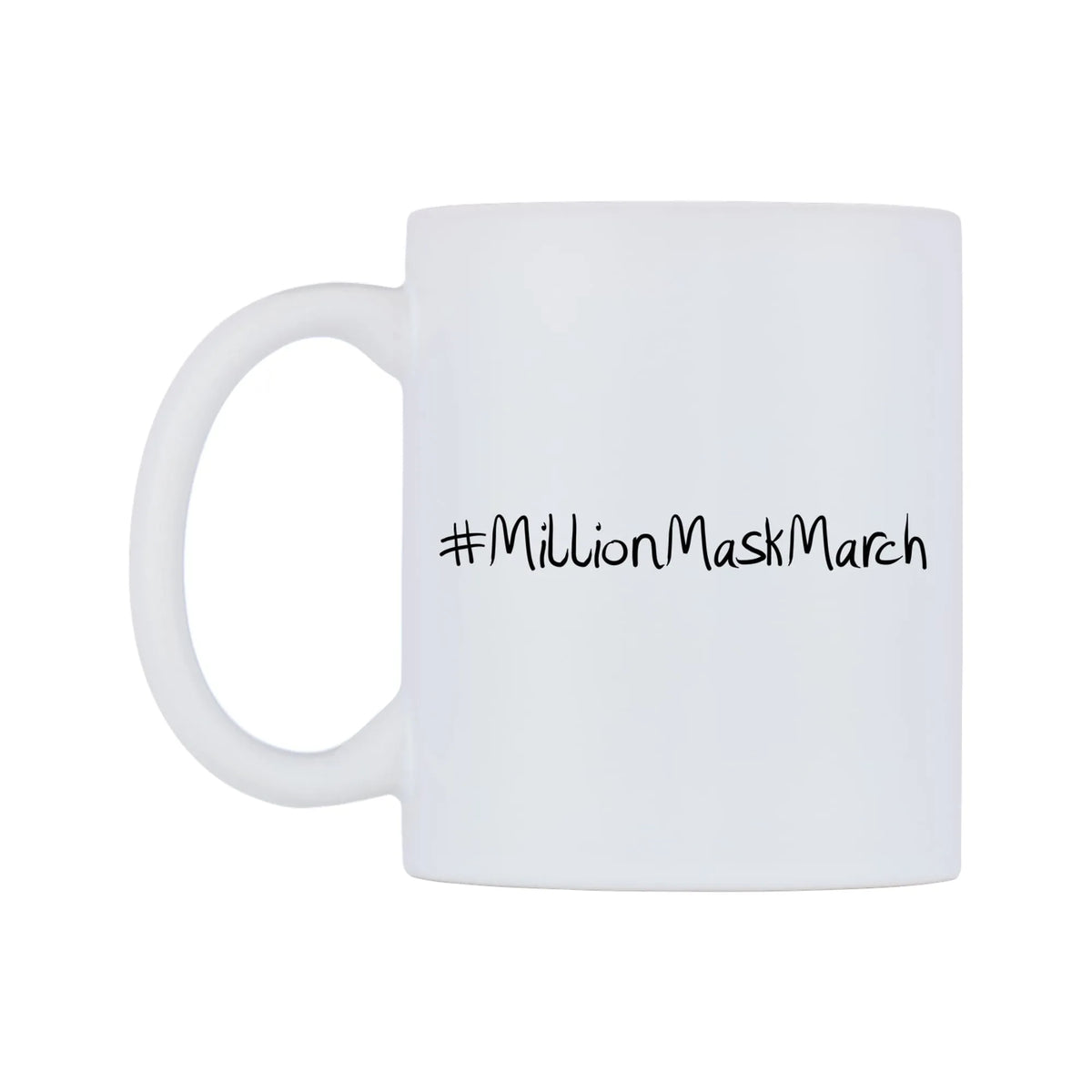 MillionMaskMarch Mug — mug, right side, on a white background