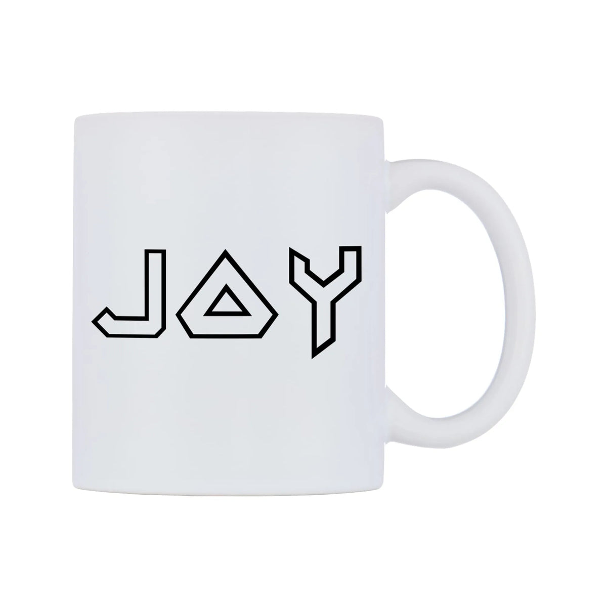 Joy - Iron Maiden Themed Mug — white 11oz gloss mug, left side, on a white background