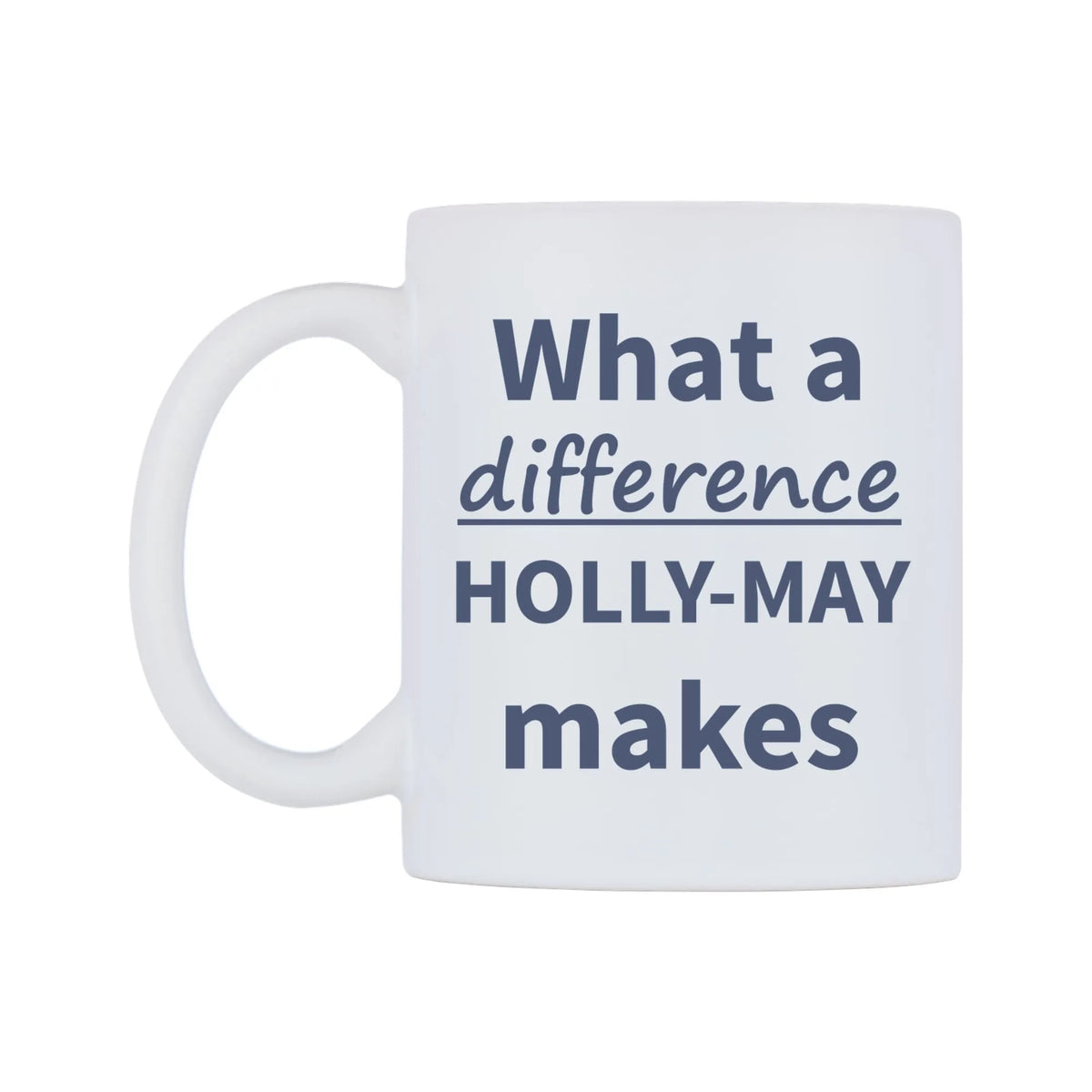 What a difference HOLLY-MAY makes Mug — mug, right side, on a white background