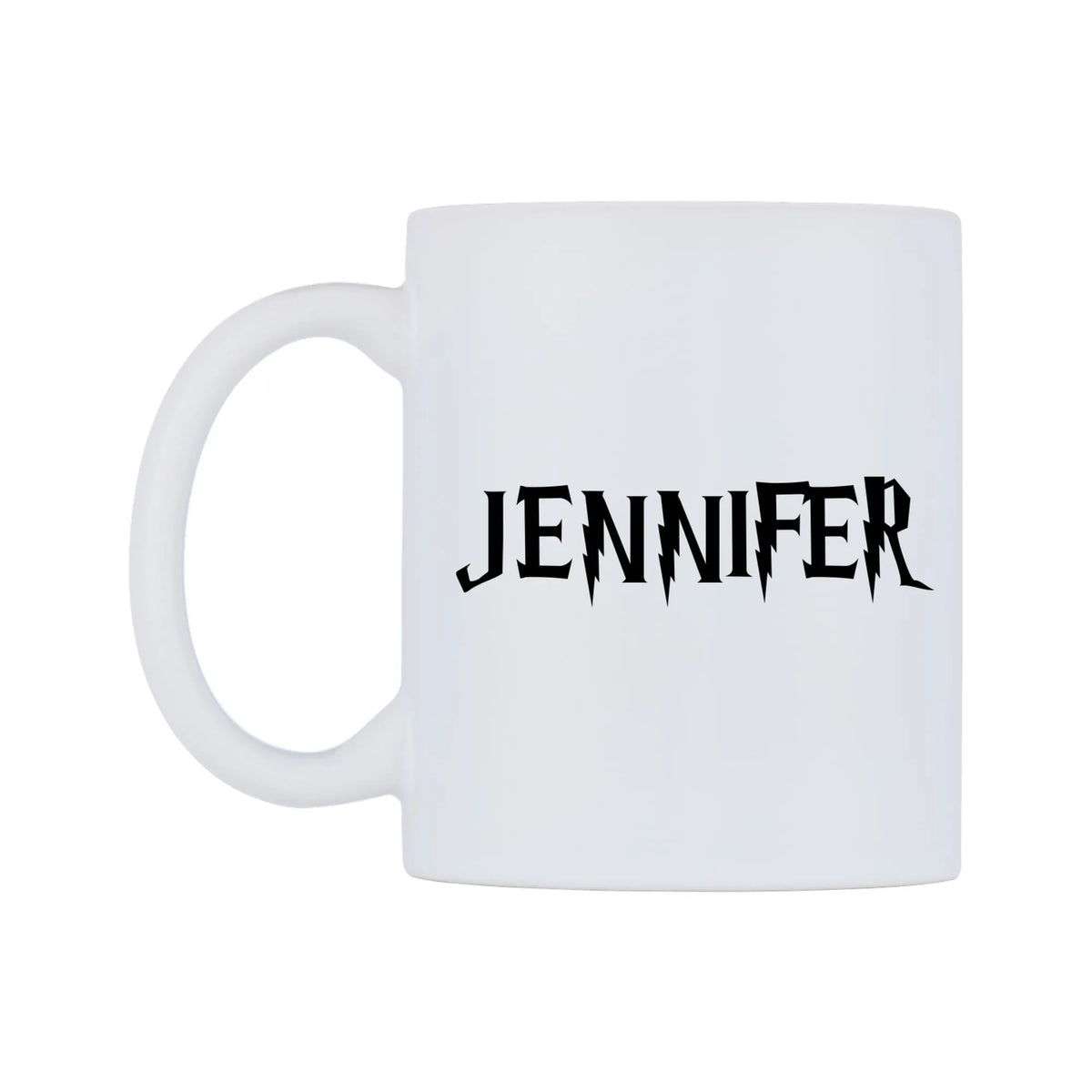 Jennifer - Wizard Themed Mug — white 11oz gloss mug, right side, on a white background