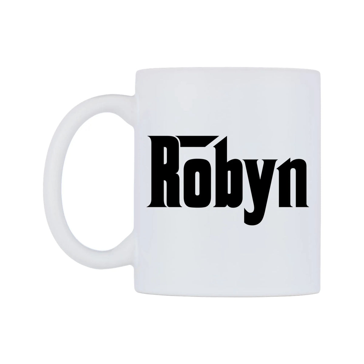 Robyn - Godfather Themed Mug — white 11oz gloss mug, right side, on a white background