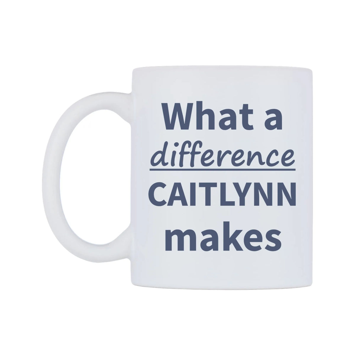 What a difference CAITLYNN makes Mug — mug, right side, on a white background