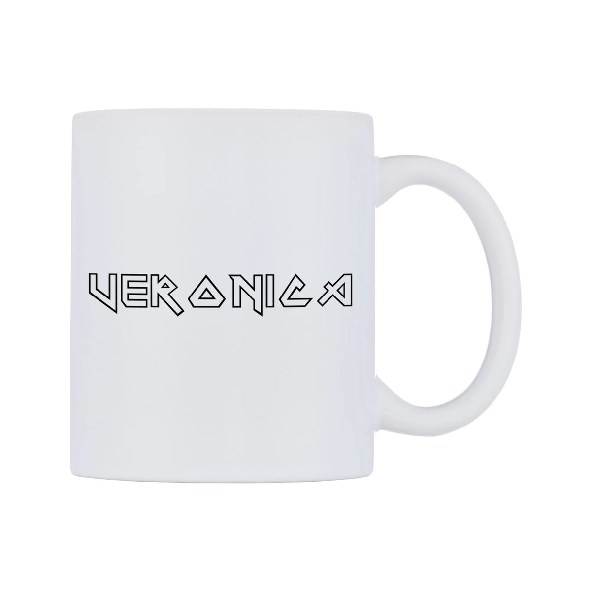 Veronica - Iron Maiden Themed Mug — white 11oz gloss mug, left side, on a white background