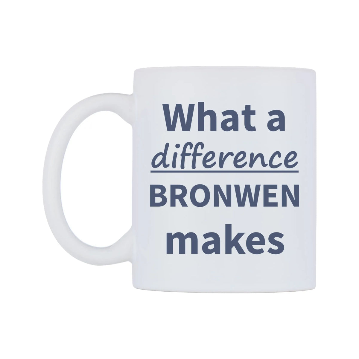 What a difference BRONWEN makes Mug — mug, right side, on a white background