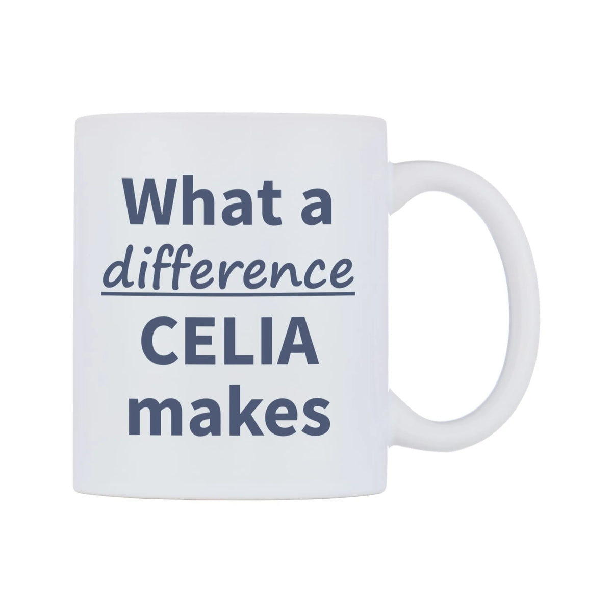 What a difference CELIA makes Mug — mug, left side, on a white background