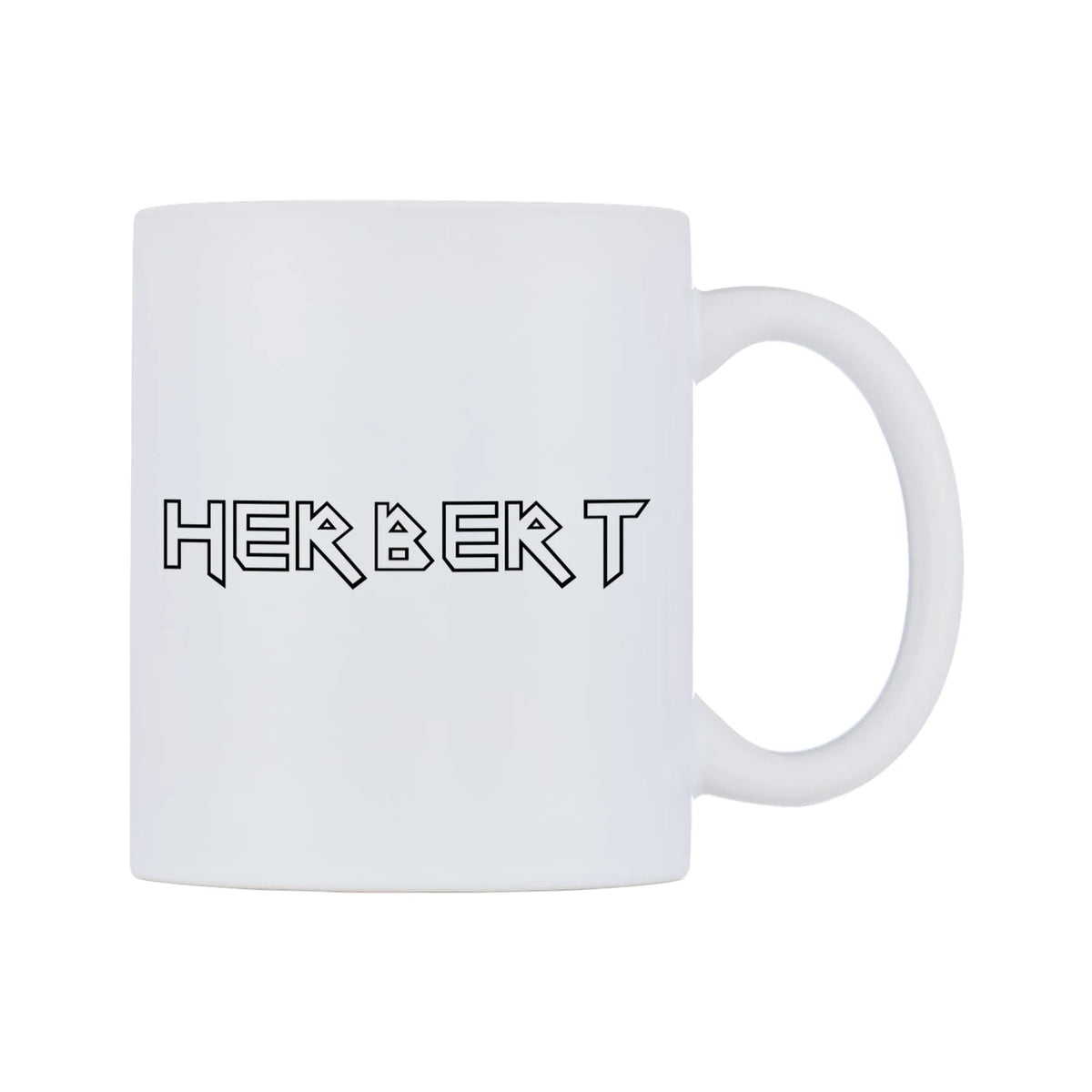 Herbert - Iron Maiden Themed Mug — white 11oz gloss mug, left side, on a white background