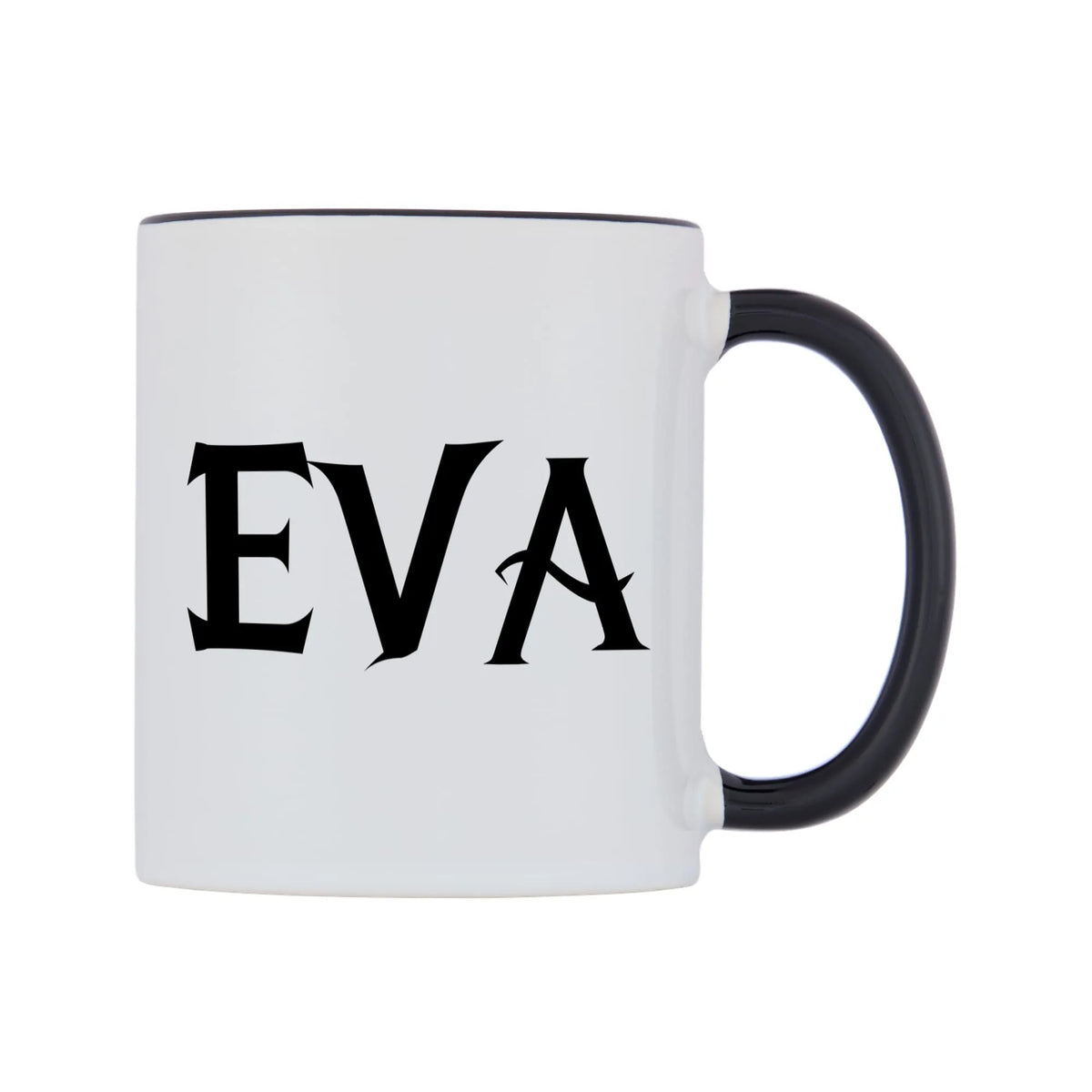 Eva - Wizard Themed Mug — white 11oz gloss mug with a black inside and handle, left side, on a white background