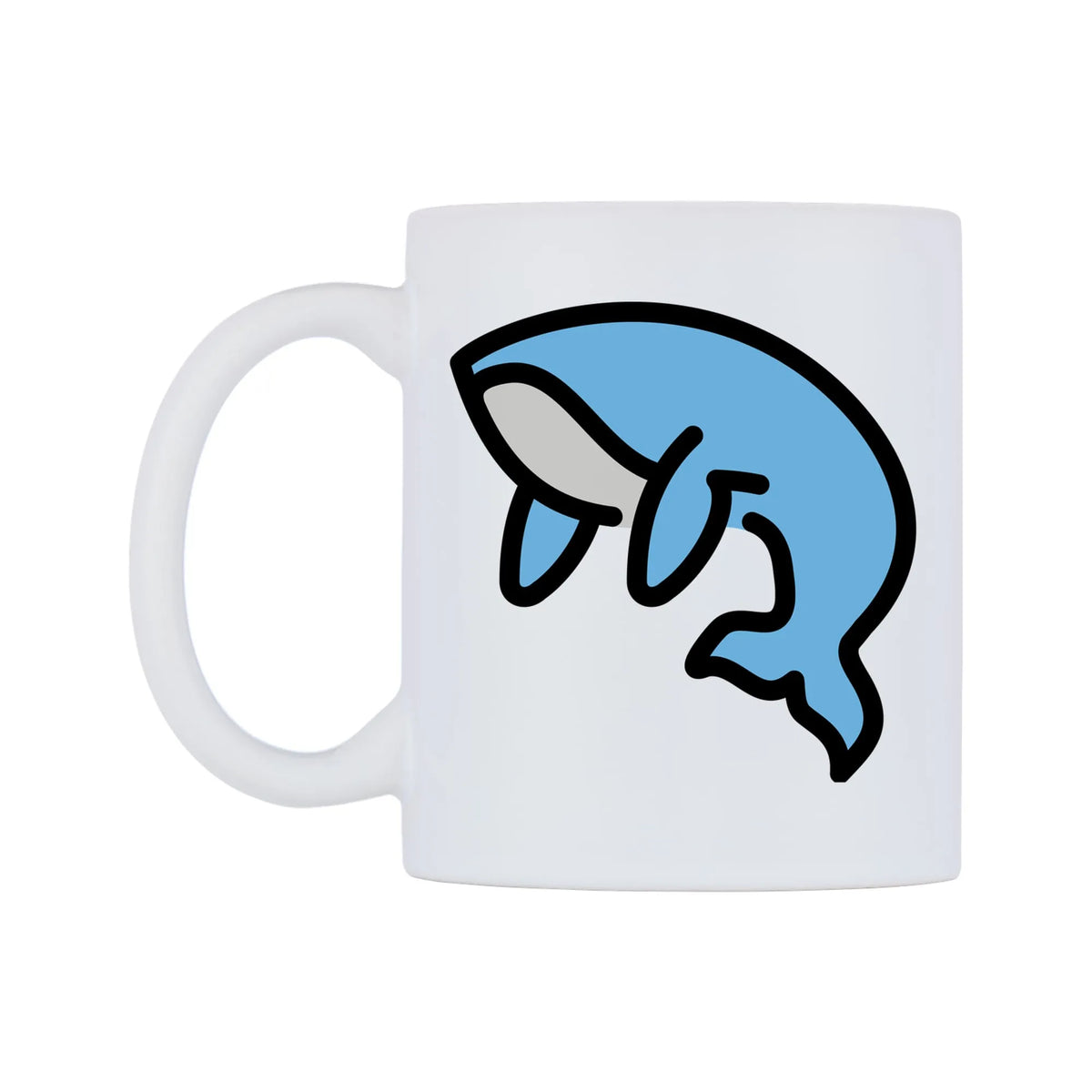 Whale Emoji Mug — mug, right side, on a white background