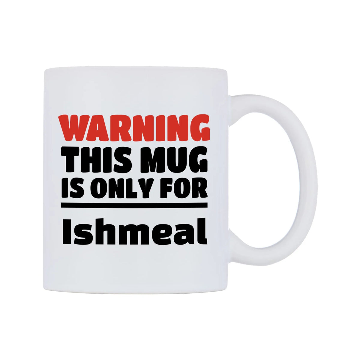 Warning This Mug is ONLY for Ishmeal Mug — white 11oz gloss mug, left side, on a white background