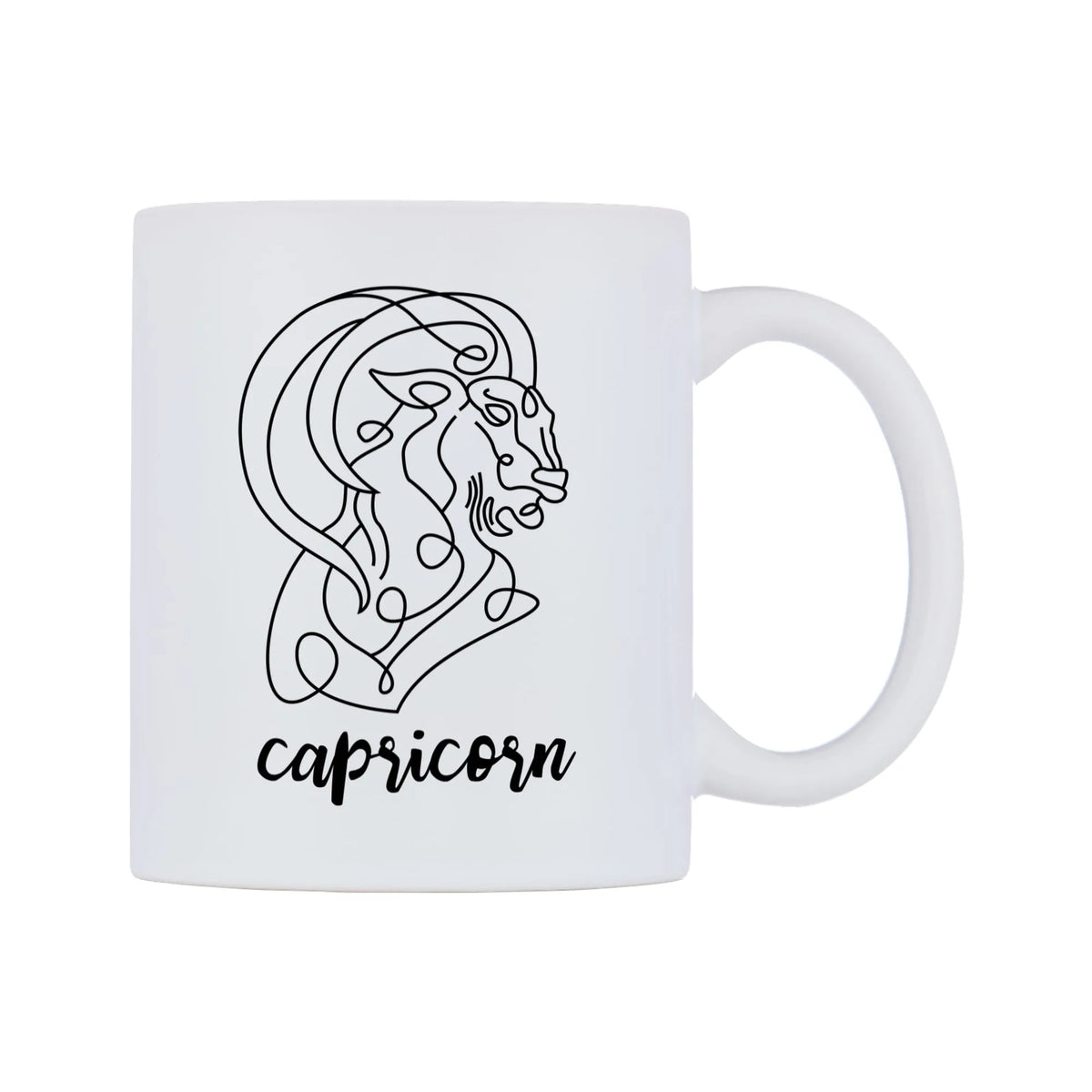 Zodiac Sign Capricorn Mug — white 11oz gloss mug, left side, on a white background