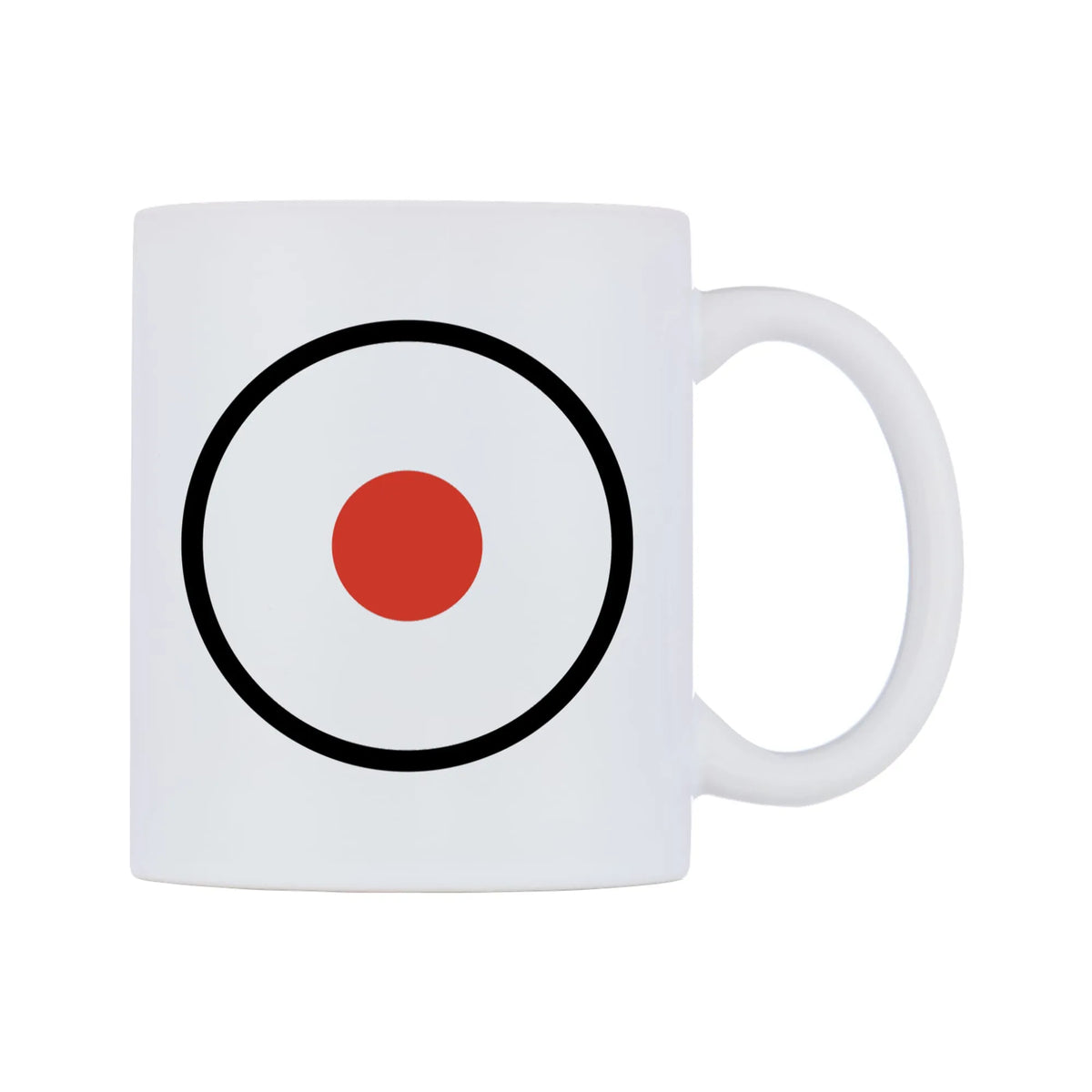 Record Button Emoji Mug — mug, left side, on a white background