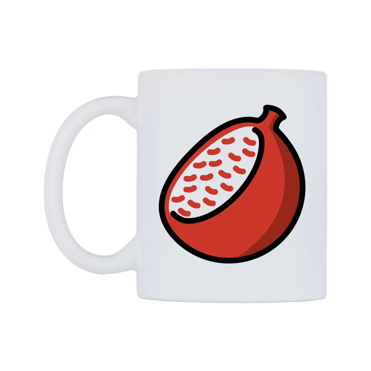 Pomegranate Emoji Mug — mug, right side, on a white background