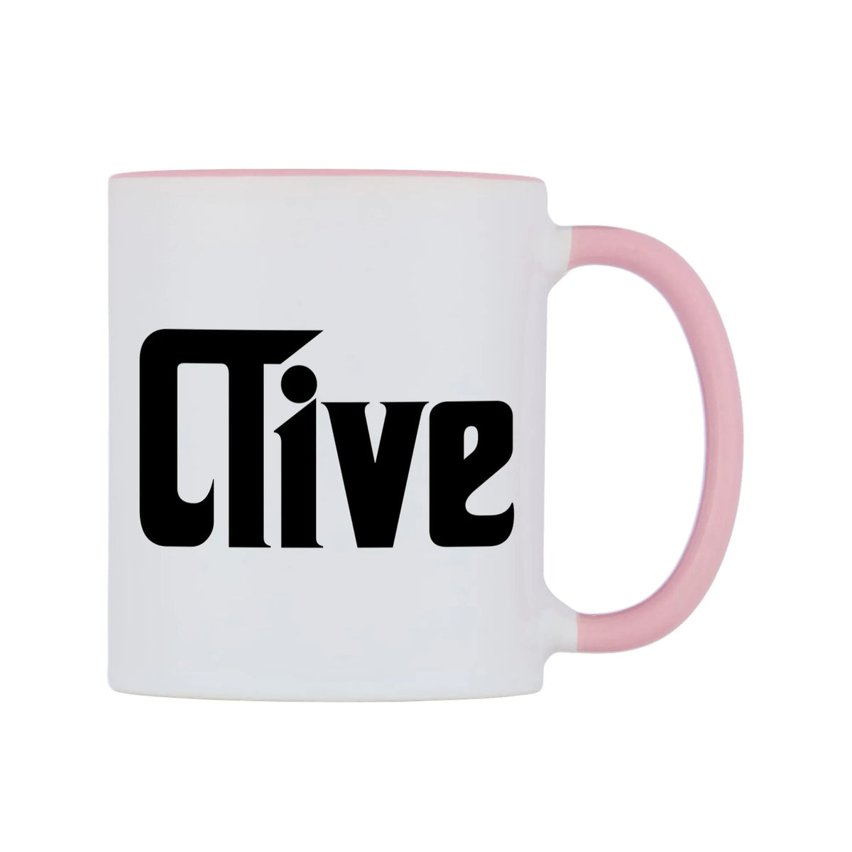 Clive - Godfather Themed Mug — white 11oz gloss mug with a pink inside and handle, left side, on a white background