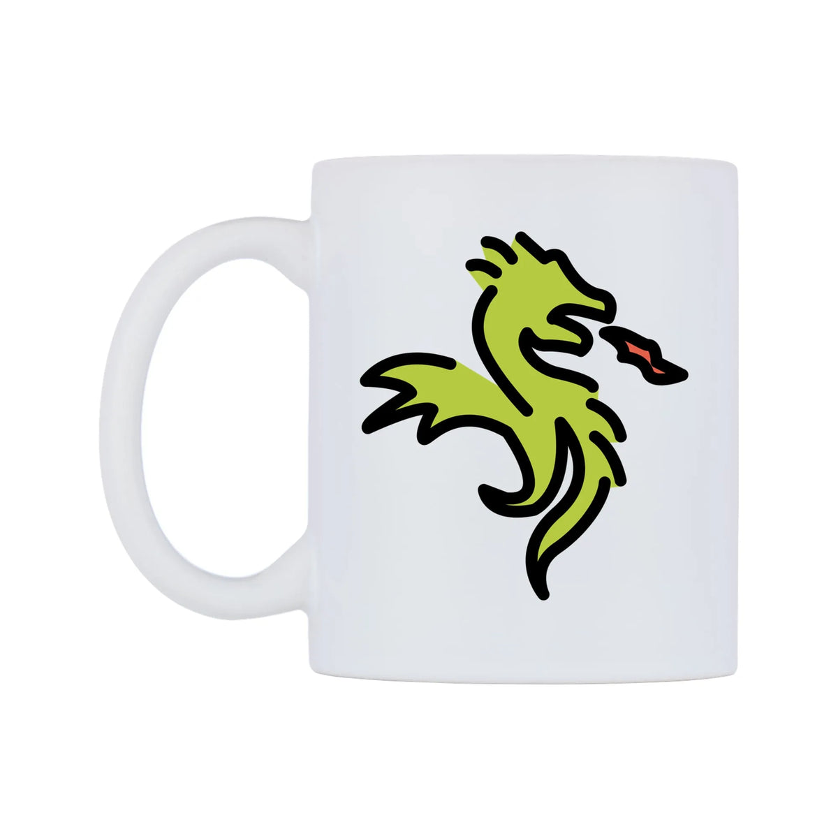 Dragon Emoji Mug — mug, right side, on a white background