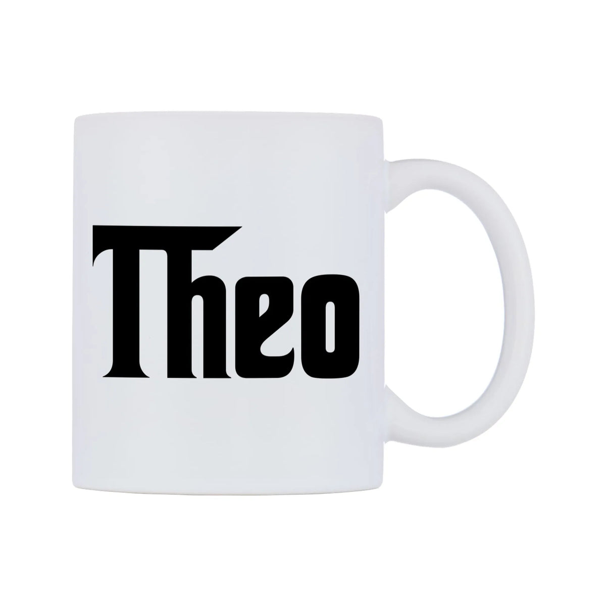 Theo - Godfather Themed Mug — white 11oz gloss mug, left side, on a white background