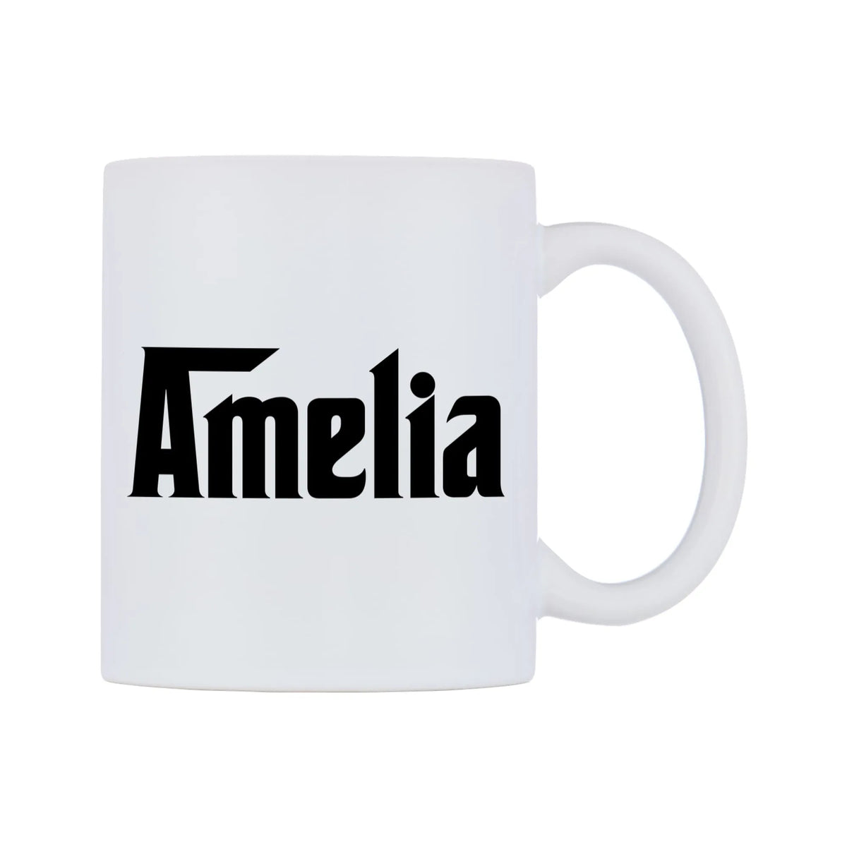 Amelia - Godfather Themed Mug — white 11oz gloss mug, left side, on a white background
