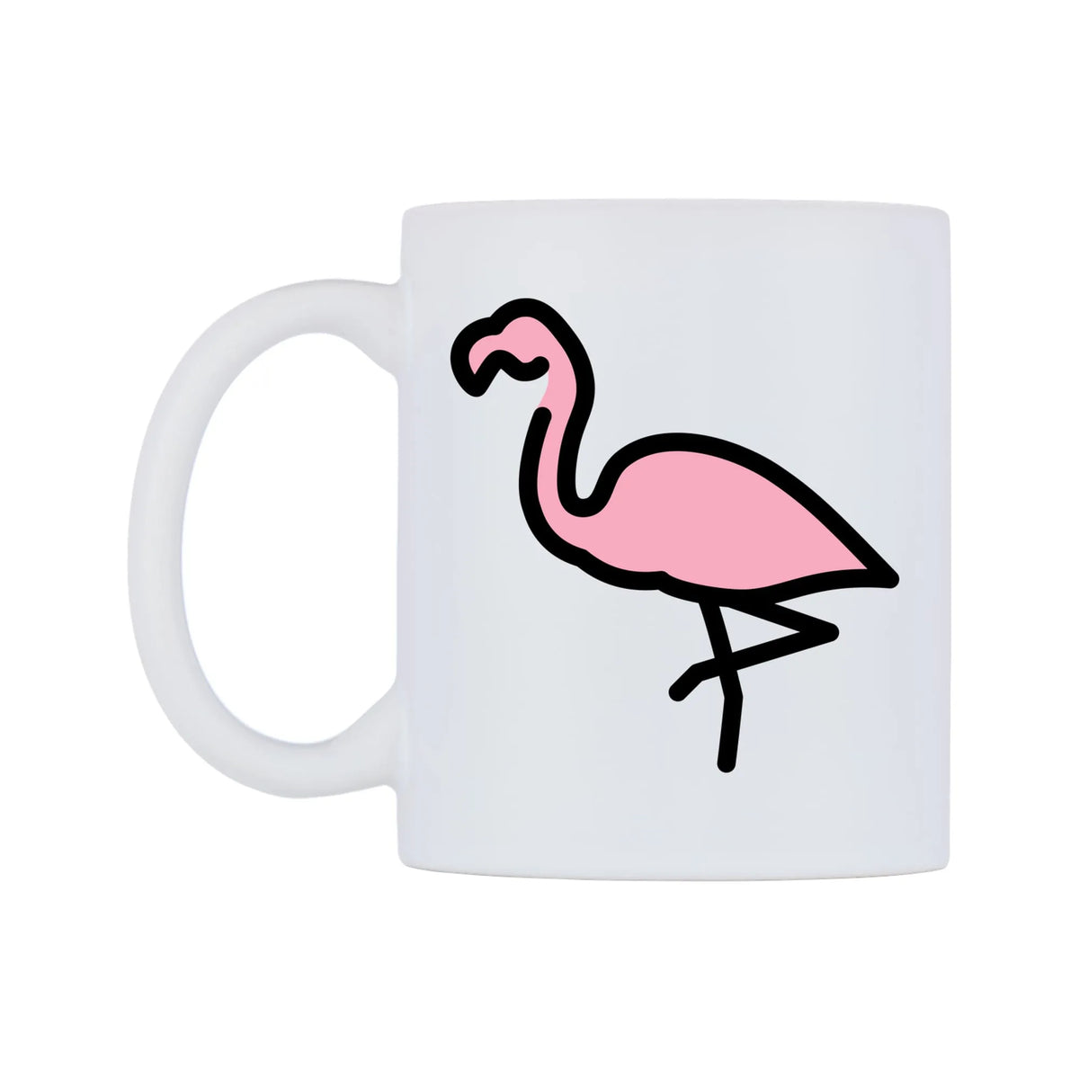 Flamingo Emoji Mug — mug, right side, on a white background