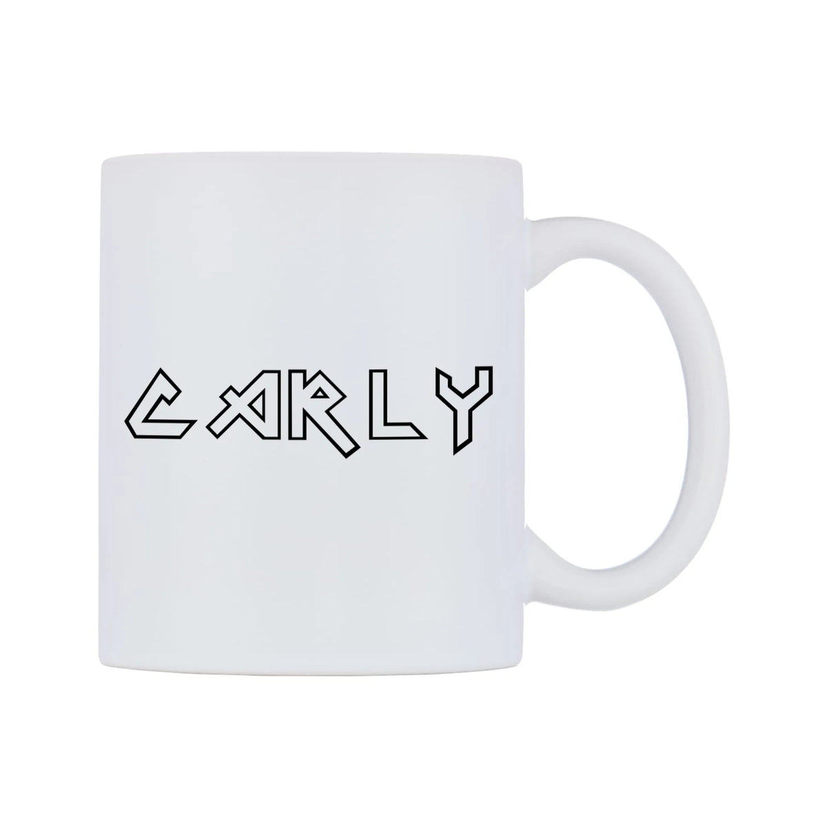 Carly - Iron Maiden Themed Mug — white 11oz gloss mug, left side, on a white background