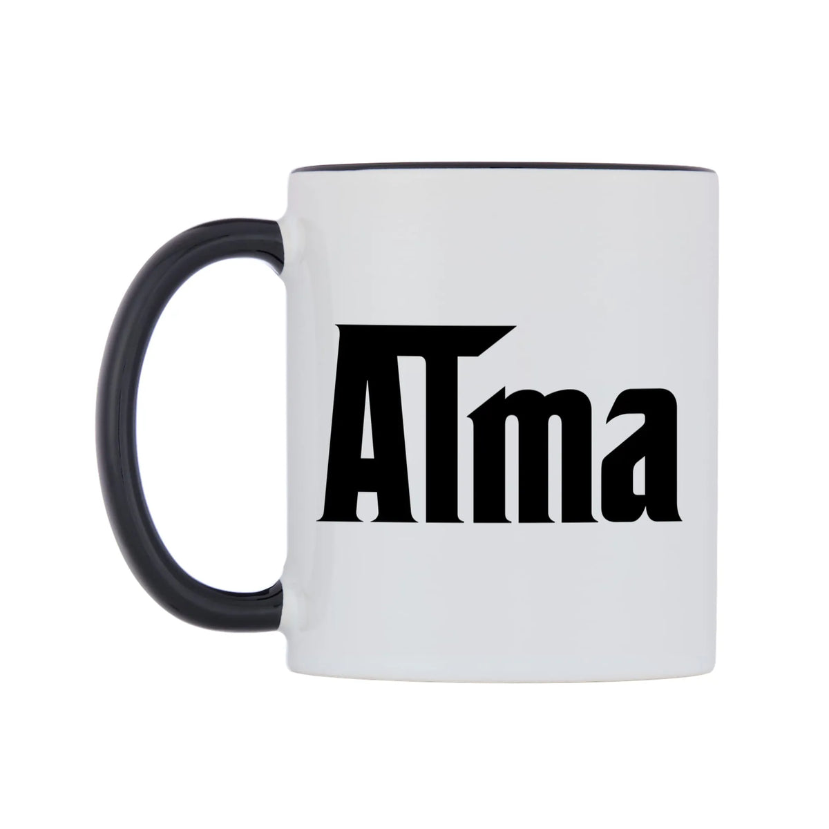 Alma - Godfather Themed Mug — white 11oz gloss mug with a black inside and handle, right side, on a white background