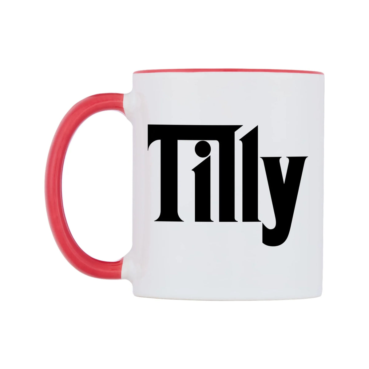 Tilly - Godfather Themed Mug — white 11oz gloss mug with a red inside and handle, right side, on a white background