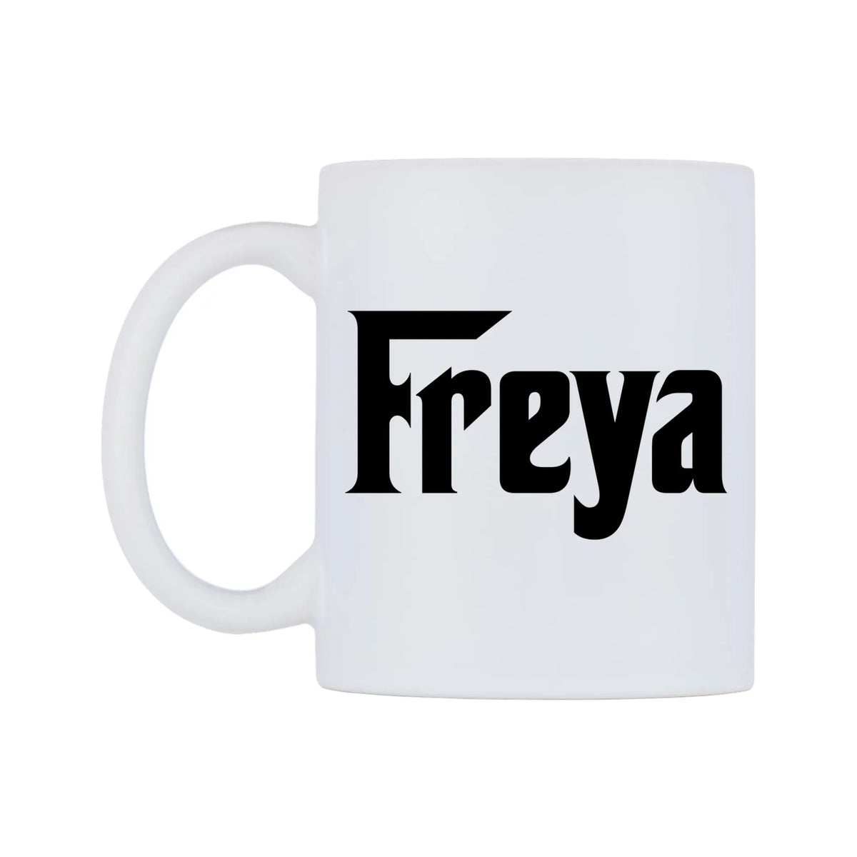 Freya - Godfather Themed Mug — white 11oz gloss mug, right side, on a white background