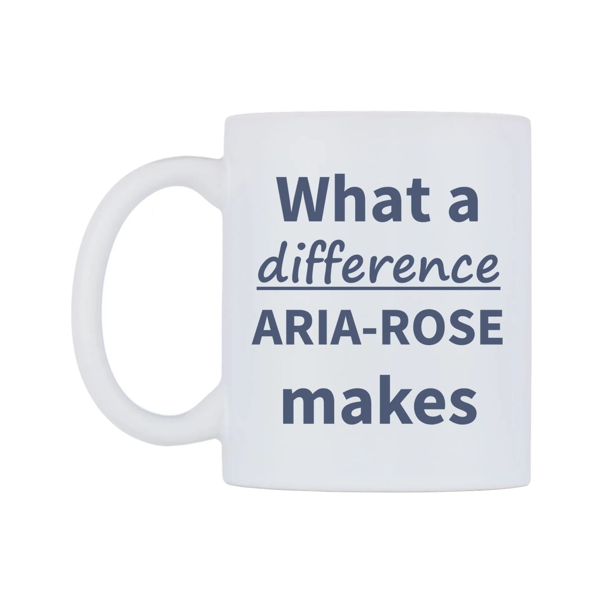 What a difference ARIA-ROSE makes Mug — mug, right side, on a white background