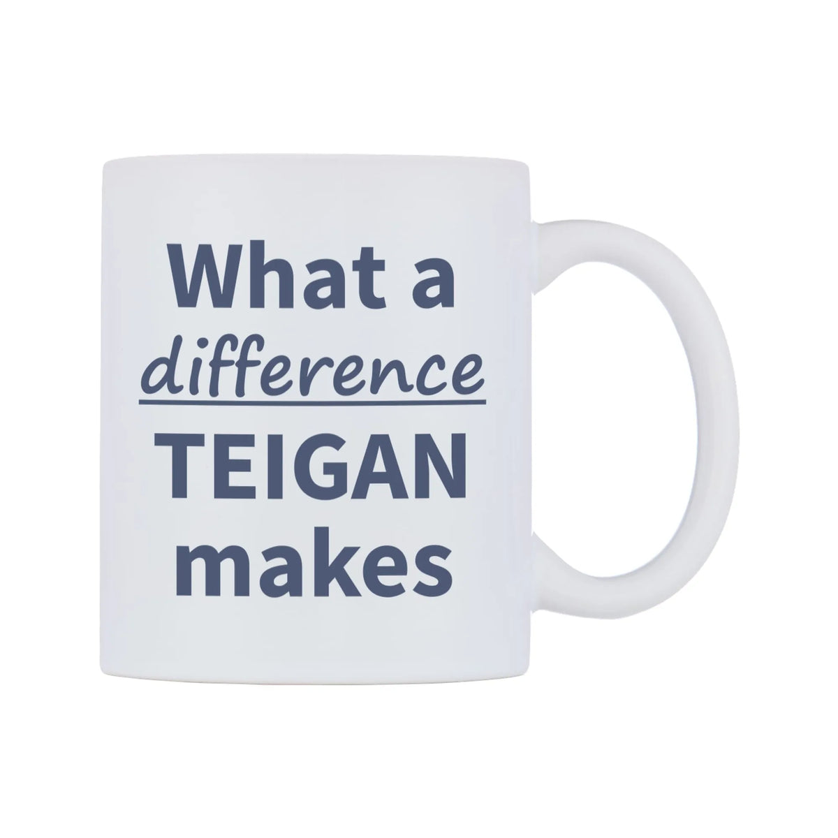 What a difference TEIGAN makes Mug — mug, left side, on a white background