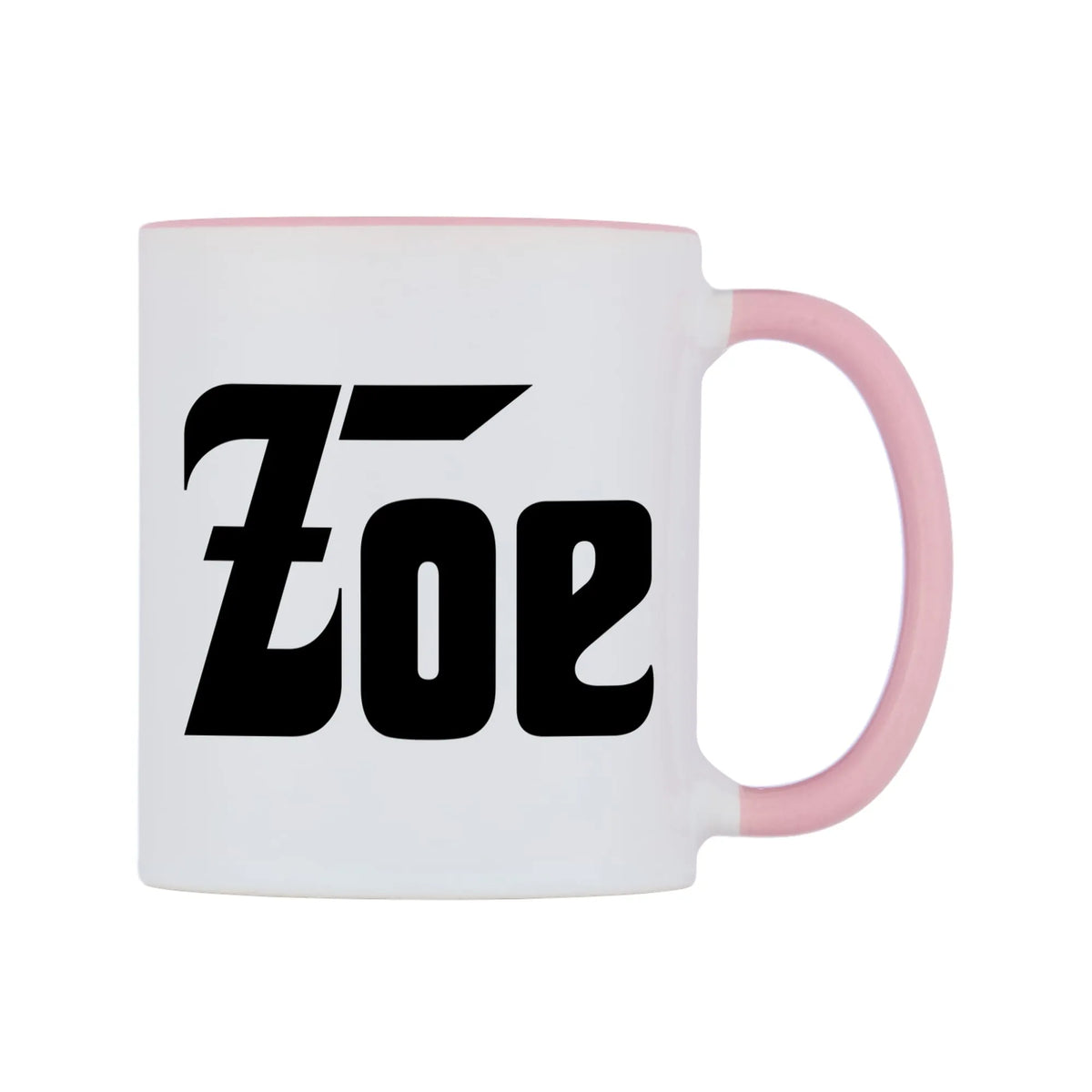Zoe - Godfather Themed Mug — white 11oz gloss mug with a pink inside and handle, left side, on a white background