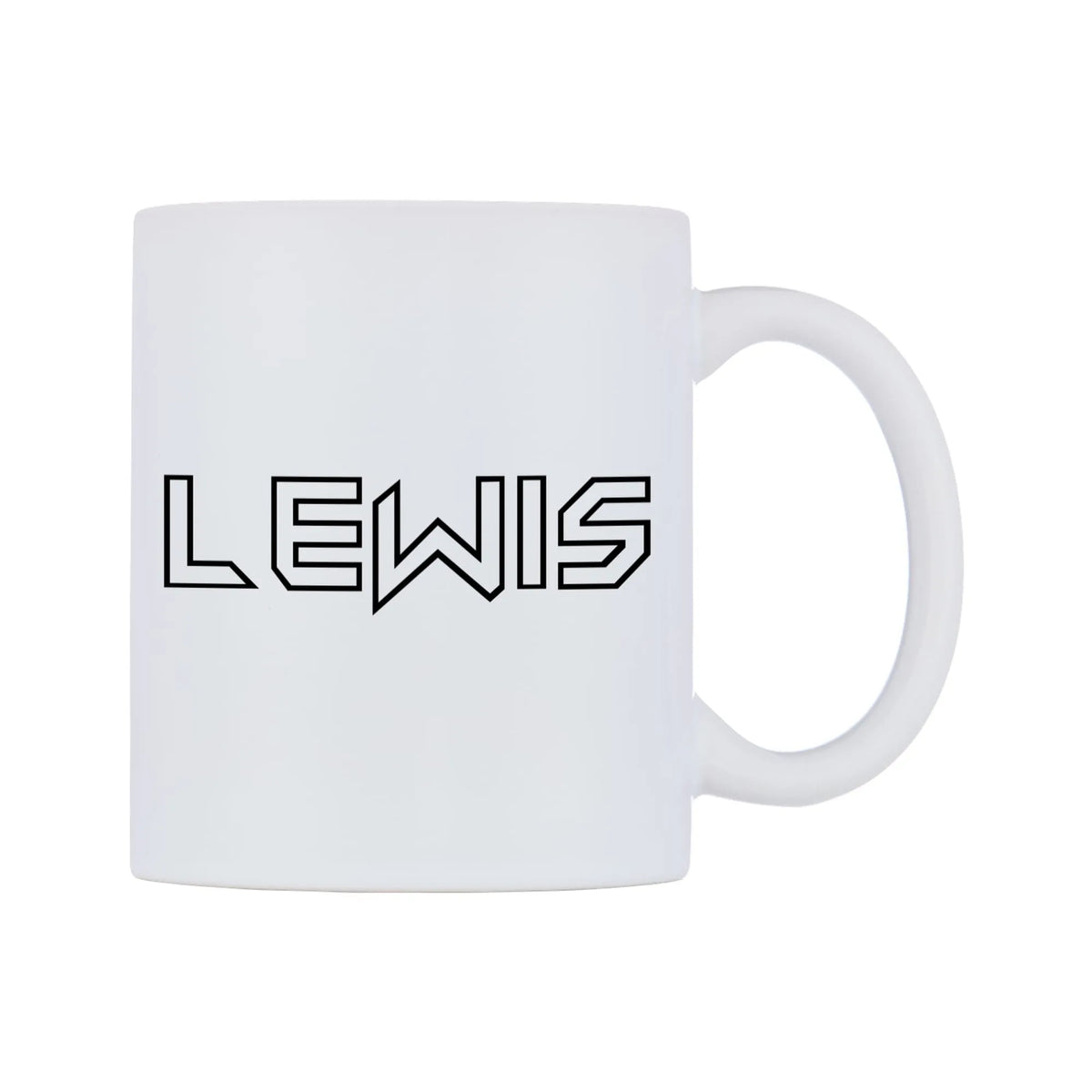 Lewis - Iron Maiden Themed Mug — white 11oz gloss mug, left side, on a white background