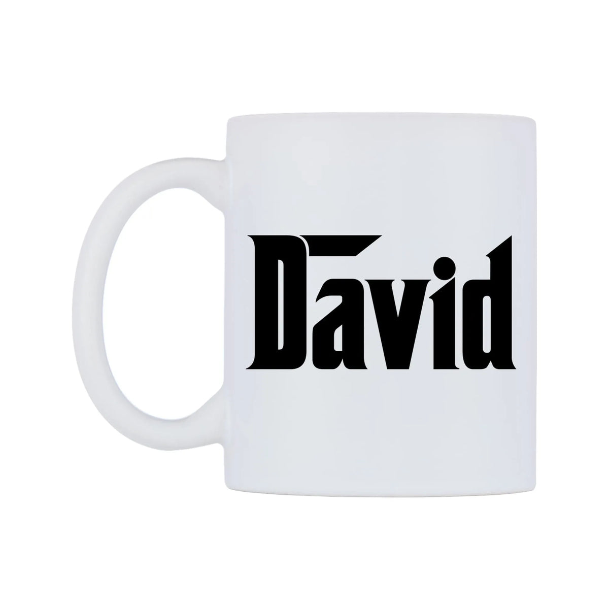 David - Godfather Themed Mug — white 11oz gloss mug, right side, on a white background