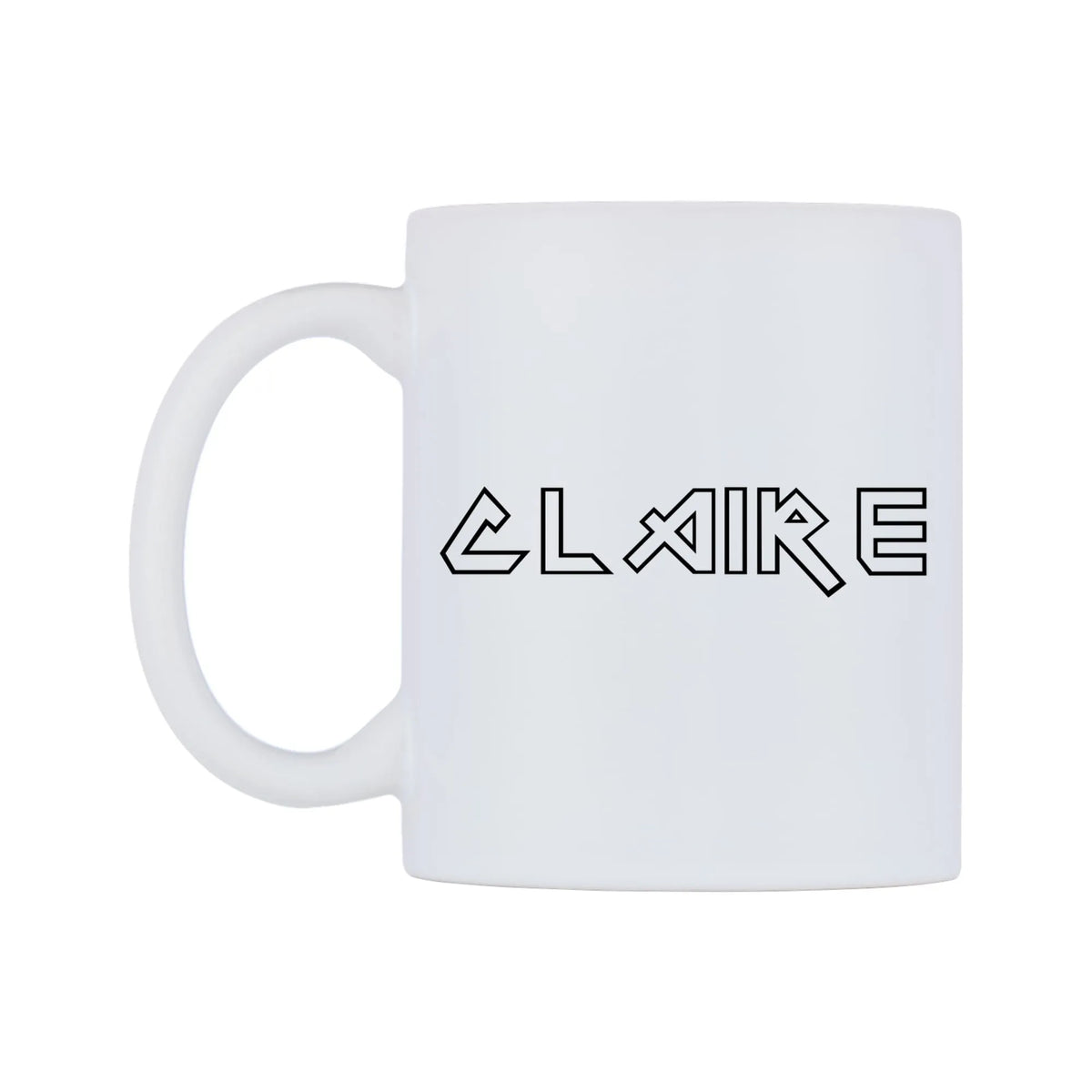 Claire - Iron Maiden Themed Mug — white 11oz gloss mug, right side, on a white background