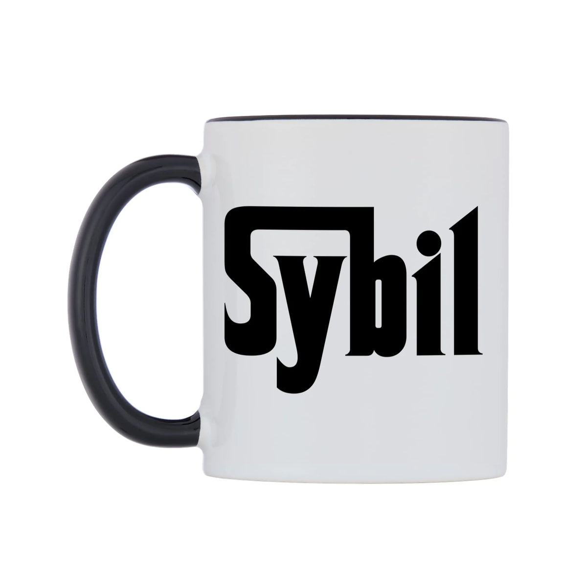 Sybil - Godfather Themed Mug — white 11oz gloss mug with a black inside and handle, right side, on a white background