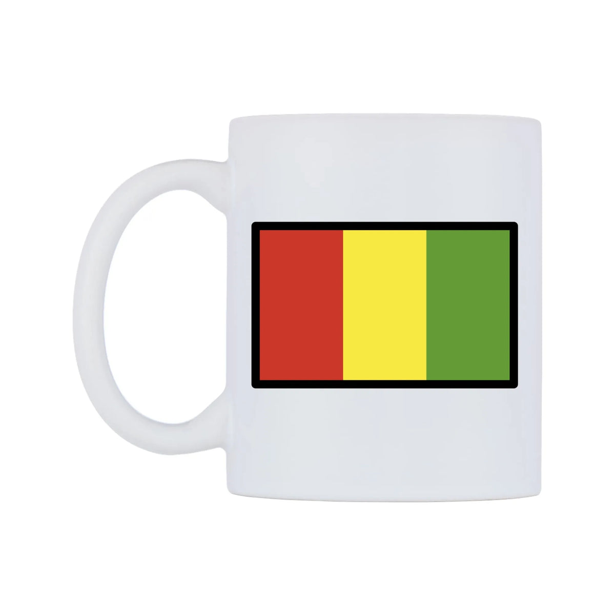 Guinea Flag Emoji Mug — mug, right side, on a white background