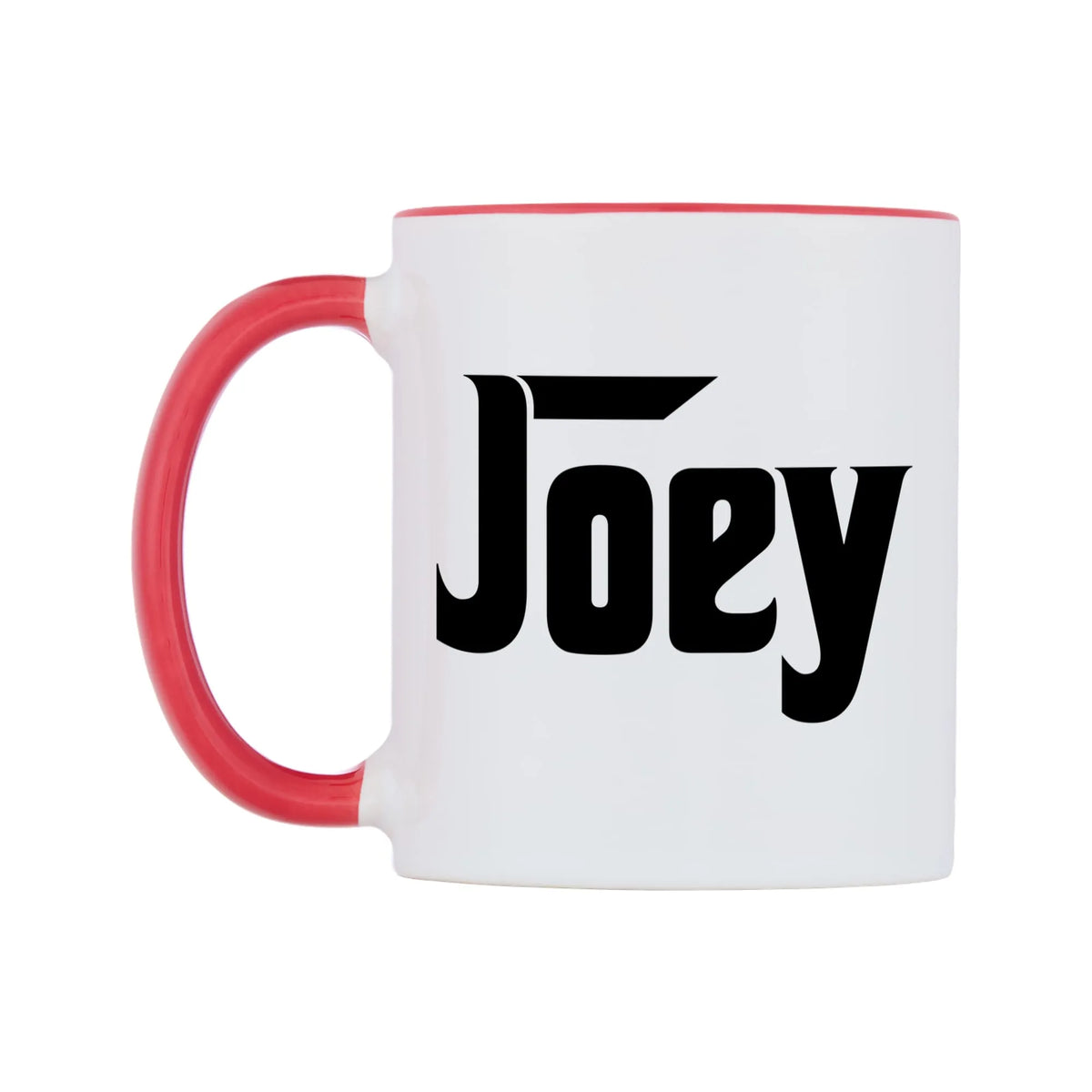 Joey - Godfather Themed Mug — white 11oz gloss mug with a red inside and handle, right side, on a white background