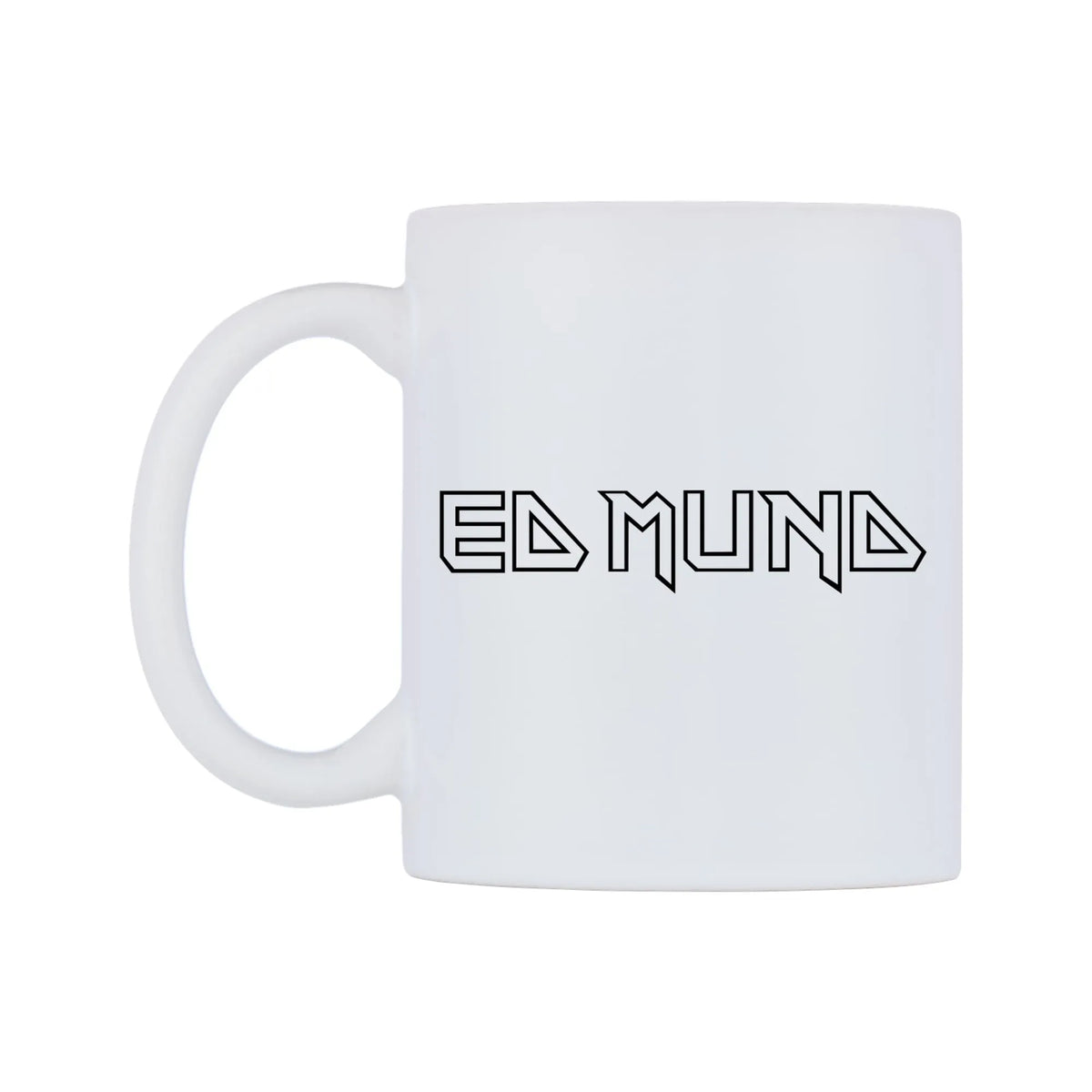 Edmund - Iron Maiden Themed Mug — white 11oz gloss mug, right side, on a white background