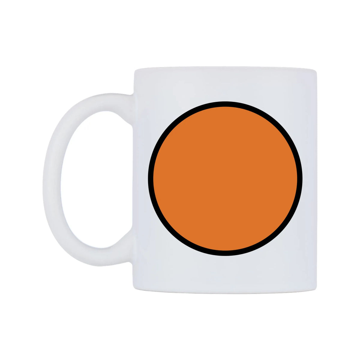 Orange Circle Emoji Mug — mug, right side, on a white background