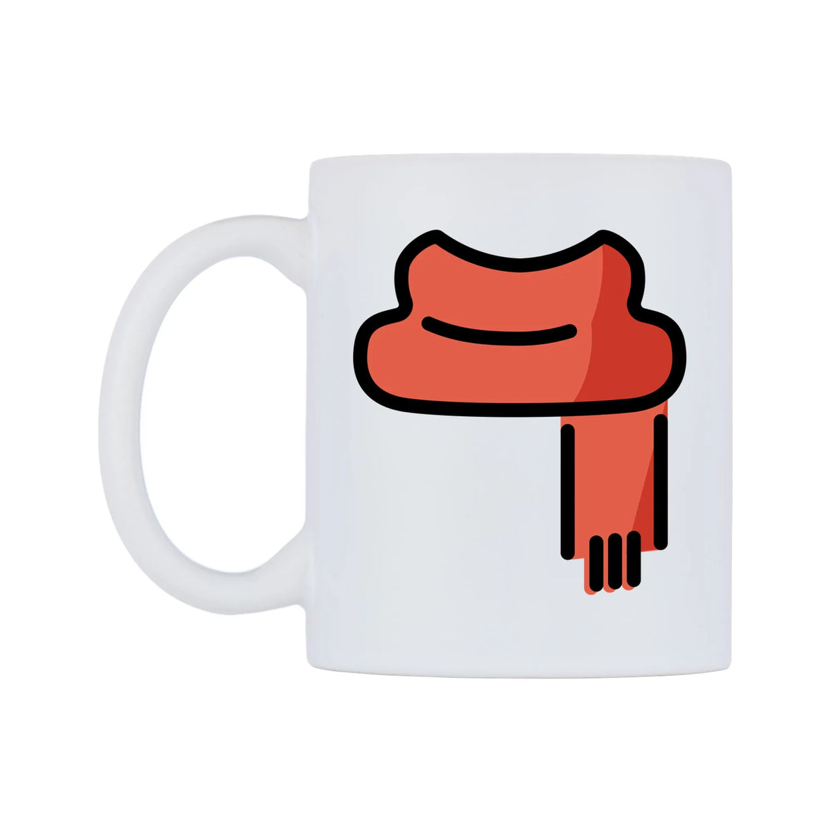 Scarf Emoji Mug — mug, right side, on a white background