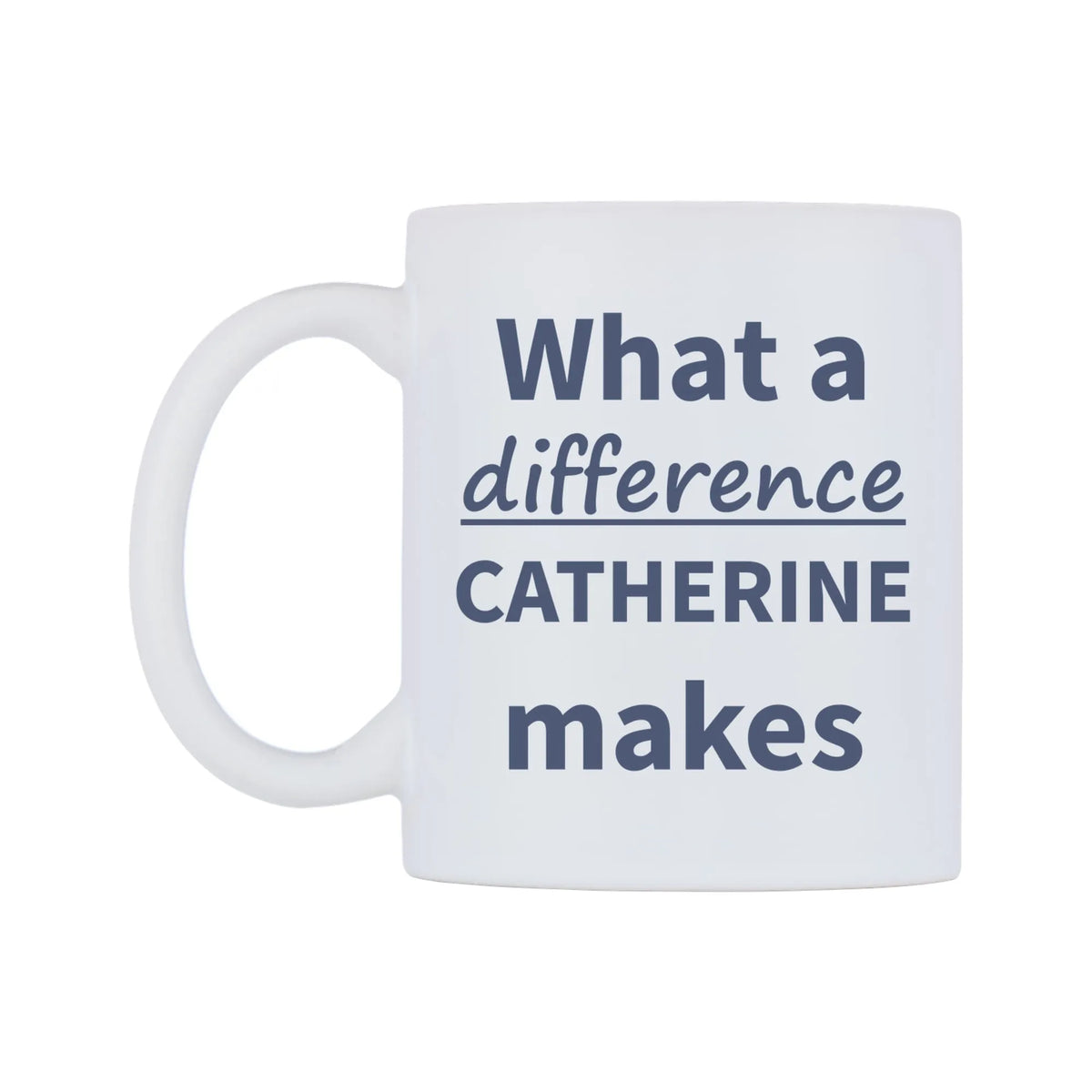 What a difference CATHERINE makes Mug — mug, right side, on a white background