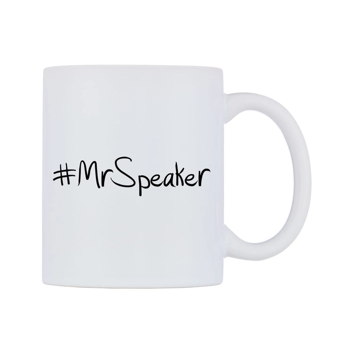 MrSpeaker Mug — mug, left side, on a white background