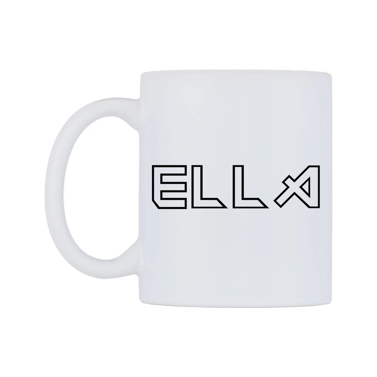 Ella - Iron Maiden Themed Mug — white 11oz gloss mug, right side, on a white background
