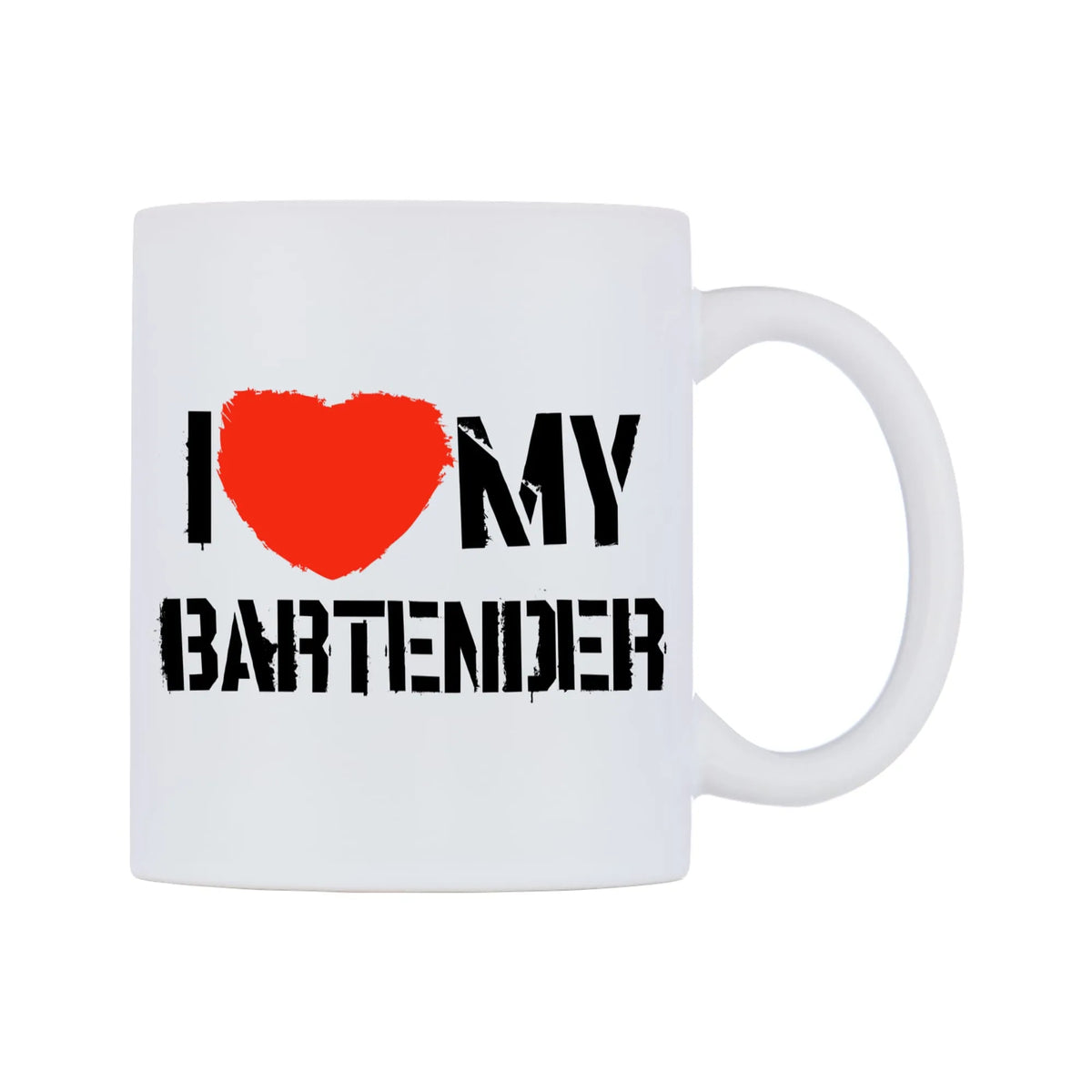 I Love My Bartender Mug — white 11oz gloss mug, left side, on a white background