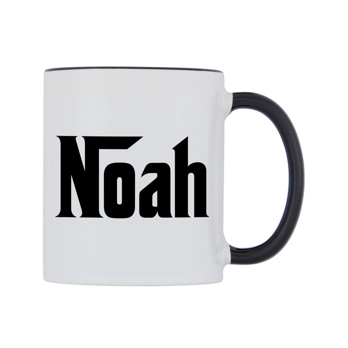 Noah - Godfather Themed Mug — white 11oz gloss mug with a black inside and handle, left side, on a white background