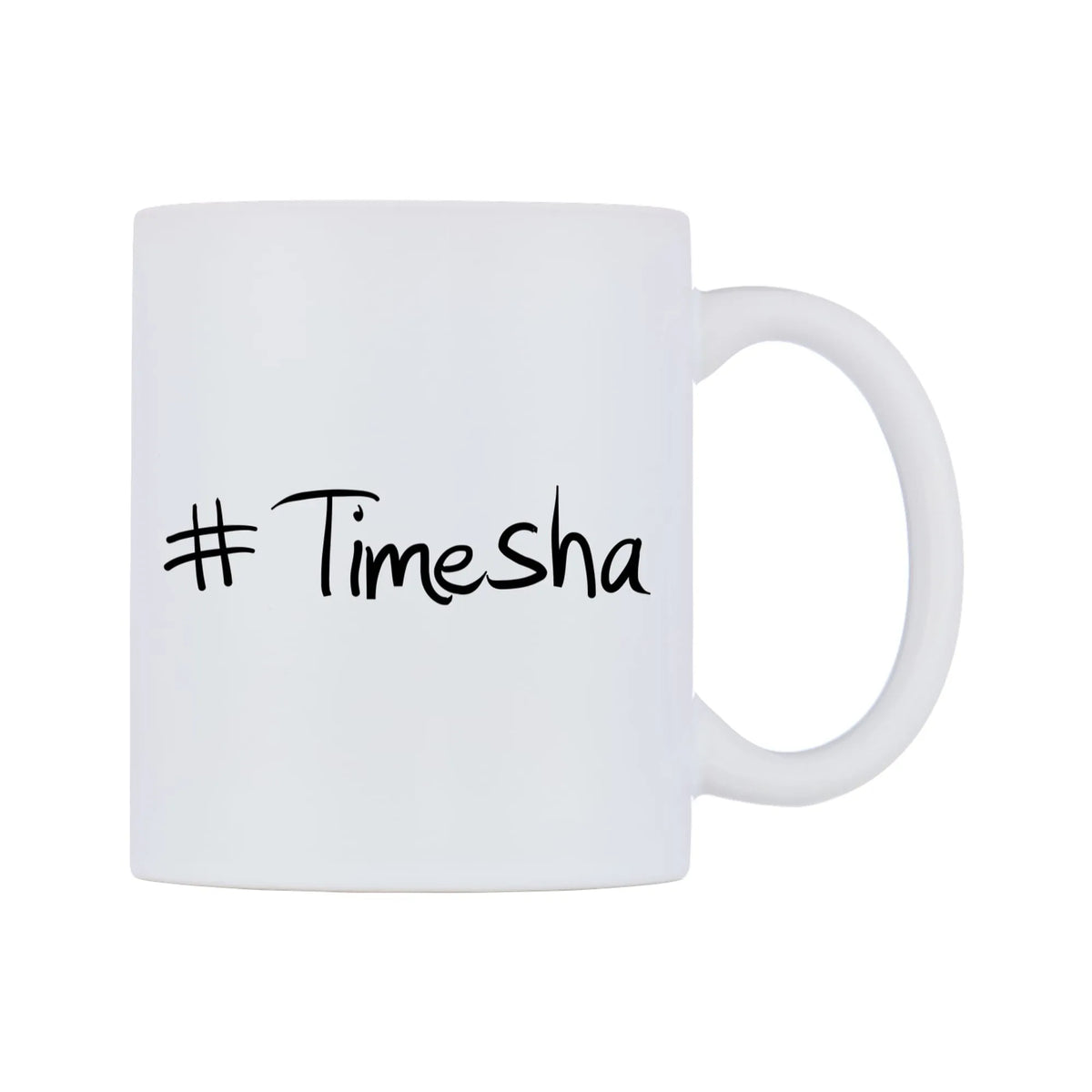 Timesha Mug — mug, left side, on a white background