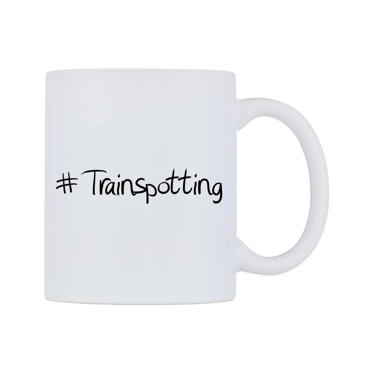 Trainspotting Mug — mug, left side, on a white background