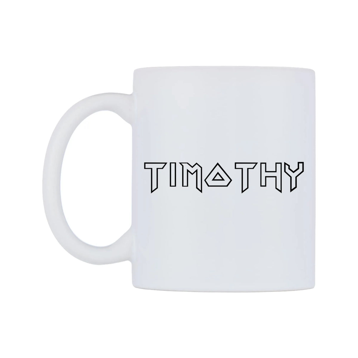 Timothy - Iron Maiden Themed Mug — white 11oz gloss mug, right side, on a white background