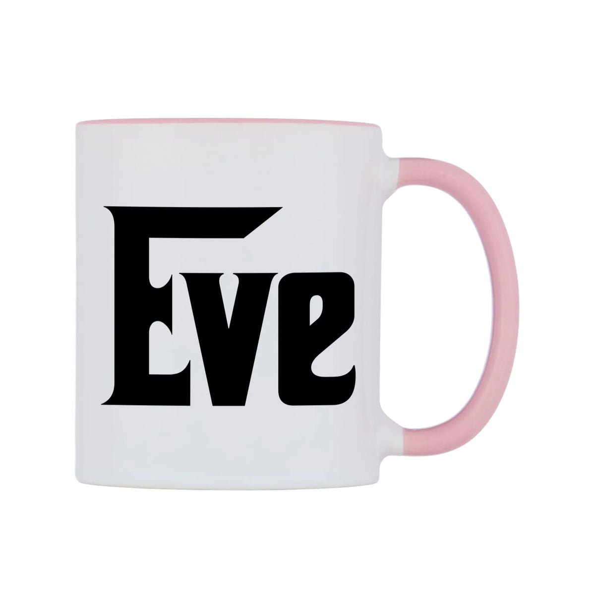 Eve - Godfather Themed Mug — white 11oz gloss mug with a pink inside and handle, left side, on a white background