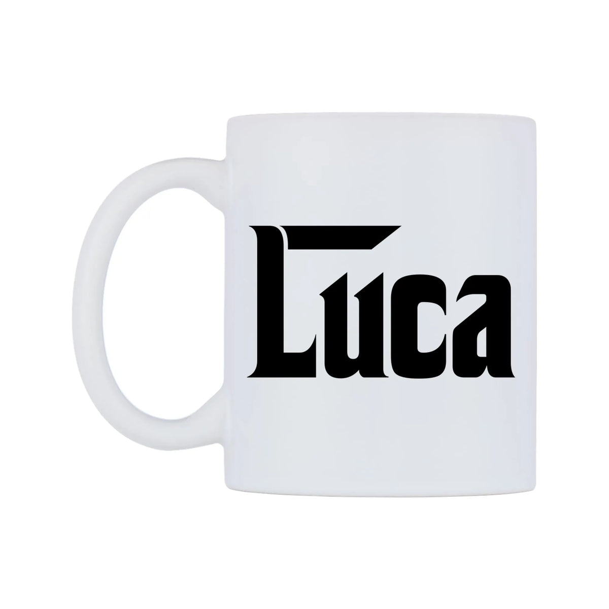 Luca - Godfather Themed Mug — white 11oz gloss mug, right side, on a white background