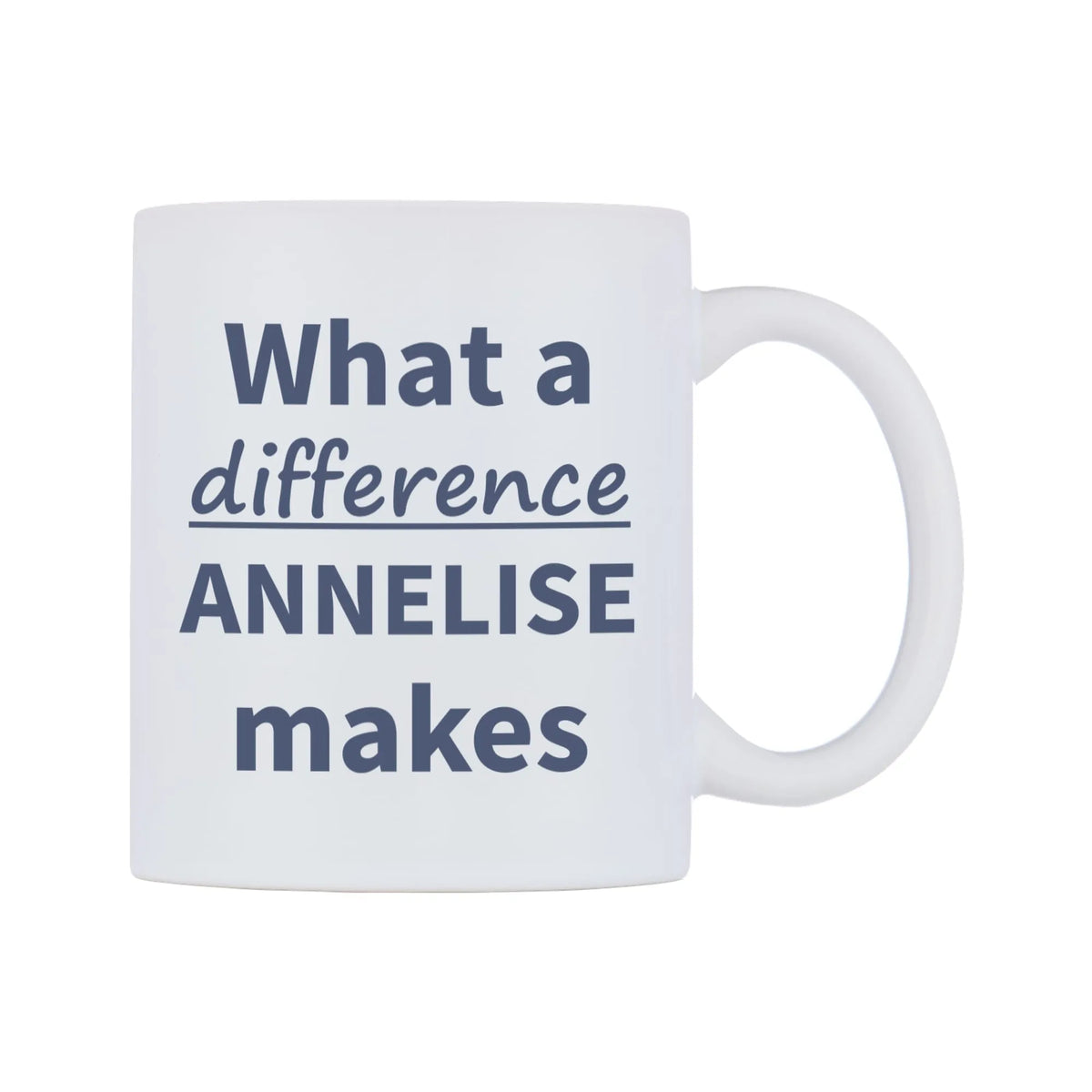What a difference ANNELISE makes Mug — mug, left side, on a white background
