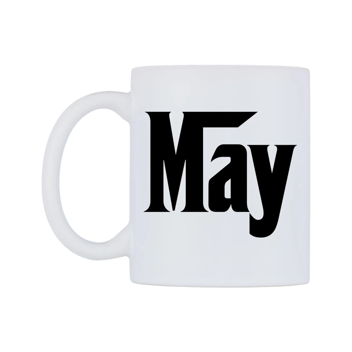 May - Godfather Themed Mug — white 11oz gloss mug, right side, on a white background